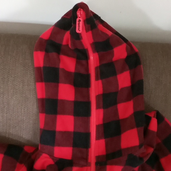 Tipsy Elves Buffalo Plaid Fleece Hooded Jumpsuit Lounge wear NWT - Picture 12 of 13
